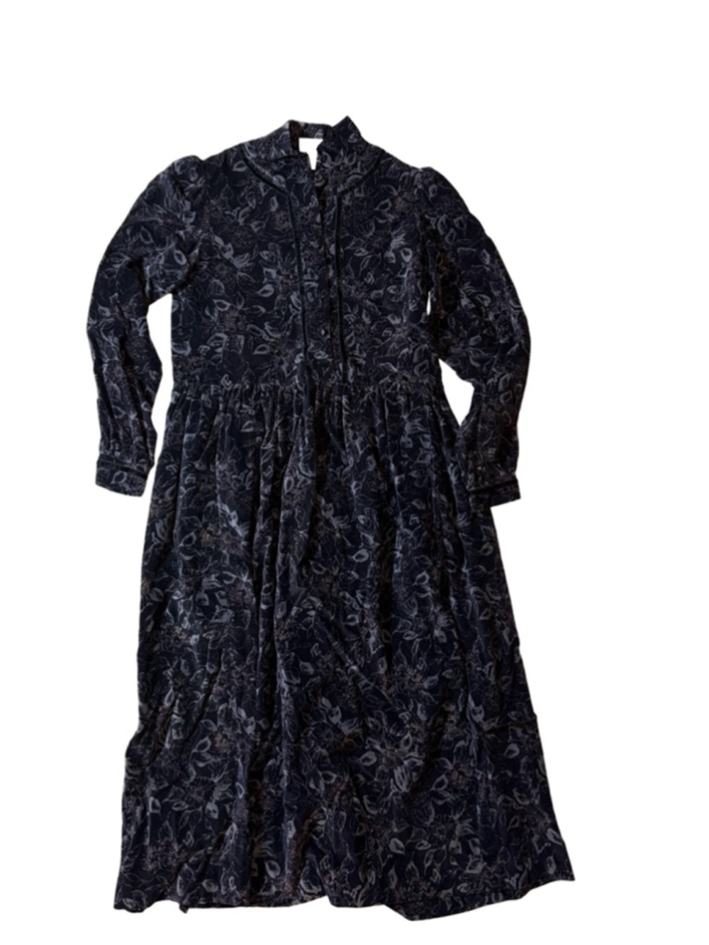 Laura Ashley Velvet Floral Prairie Maxi Dress Dark Academia Cottagecore Romantic